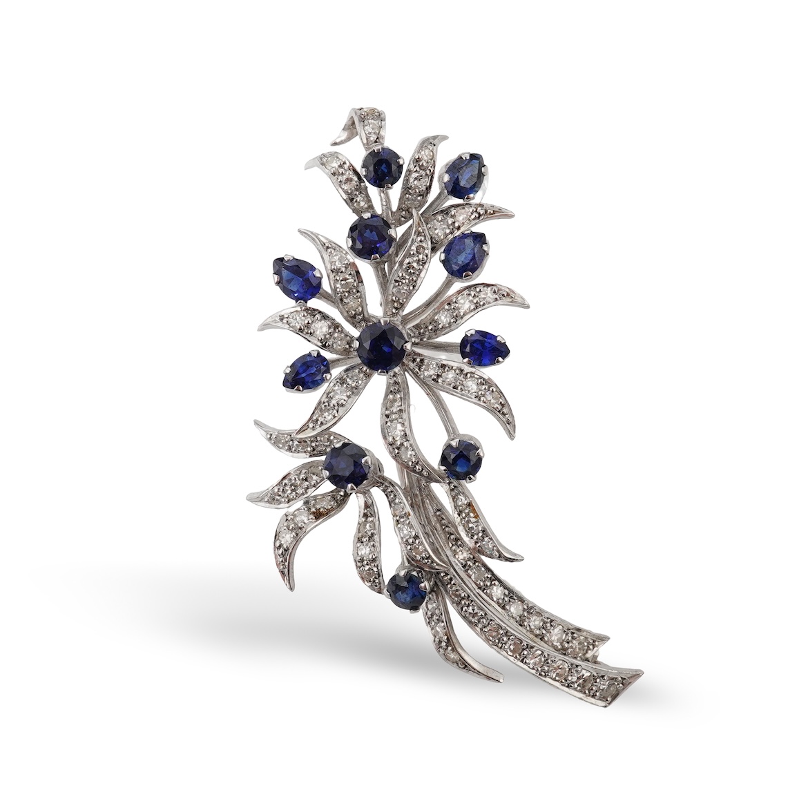 Cropp & Farr, a sapphire and diamond brooch, circa 1976